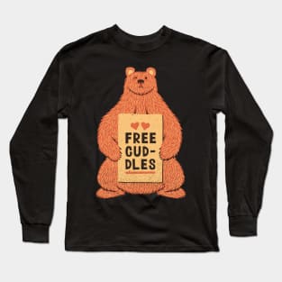 Cute Bear Free Cuddles Orange Long Sleeve T-Shirt